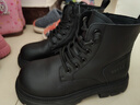 百丽童鞋冬季儿童靴子女童时尚皮靴宝宝保暖加绒马丁靴 黑色36码 实拍图