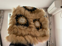 目丸兔毛醒狮帽子女秋冬可爱保暖毛绒渔夫帽百搭显脸小水桶毛茸茸盆帽 卡其色醒狮帽 实拍图