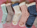 莫代尔5双珊瑚绒袜子女中筒秋冬季加绒加厚纯色居家睡眠保暖月子袜 实拍图