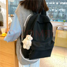 玛嘎 2021年夏季帆布书包女生韩版小清新学院风中学生双肩包日系原宿风ins可爱高中生大学生休闲背包 黑色(带小熊挂件) 实拍图