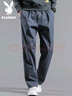 花花公子（PLAYBOY）休闲裤男2025年秋冬季裤子男士商务宽松直筒潮流长裤 黑色 XL 实拍图