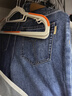 太平鸟女装牛仔裤高腰直筒秋冬温暖丹宁宽松阔腿裤子 牛仔中蓝 M 实拍图