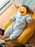 婧麒（JOYNCLEON）婴儿连体衣保暖秋装夹棉婴幼儿宝宝衣服秋冬季新生爬服薄棉套装 蓝色 90cm 实拍图