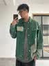 gxmy重工水洗拼接牛仔外套男新款春秋美式复古设计感休闲夹克衣服男潮 绿色 XL 120-135斤 实拍图