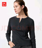 优衣库女装罗纹亨利领T恤/长袖修身短款内搭打底25新款479591 09 黑色 2XL /165/100B 实拍图