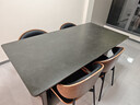 优蒂斯国补意式简约现代黑色岩板餐桌椅组合长方形桌子复古小户型饭桌 餐桌+4伊姆斯椅 1.6米 实拍图