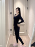 婷美保暖内衣女士美体修身显瘦秋衣秋裤打底内搭无痕套装秋冬季 黑XL 实拍图