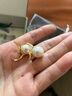meluxe美奈 满月S925银天然淡水珍耳饰大颗粒珍珠耳环 生日礼物新年礼物 【升级礼盒款】白色12-13mm-S925银黄 实拍图