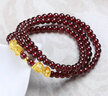 雅福莱珠宝（YAFUL JEWELRY）黄金貔貅转运珠手链3D硬金石榴石女士手镯足金999招财貔恘手串 貔貅戏金珠+三圈5MM优质石榴石 实拍图