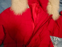 千仞岗冬季女士中长款羽绒服女百搭休闲时尚冬装保暖防寒服毛领连帽外套 活力红 M (165) 实拍图