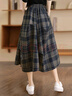 丝柏舍格子半身裙2026春装新款女装口袋松紧高腰中长款A字裙 实拍图