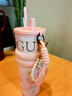 小呆鲸foowhale高颜值陶瓷内胆保温杯便携水杯茶杯吸管杯送礼送女友闺蜜 素羽琼花 710mL 实拍图