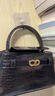CHARLES&KEITH鳄鱼纹凯莉包手提斜挎婚包包女包生日礼物CK2-50270880-1 Black黑色 S 实拍图