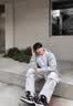 啄木鸟（TUCANO）美式复古简约个性开衫连帽卫衣男秋冬oversize休闲宽松外套上衣男 白灰色 XL 【125---140斤】 实拍图