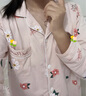 猫人防螨抗菌纯棉女士睡衣女印花长袖开衫精梳棉家居服杏色XL 实拍图