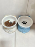 憨憨乐园猫碗陶瓷猫粮双碗斜口狗碗狗盆狗粮宠物幼猫咪吃饭食盆喝水喂食 实拍图