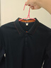 罗蒙（ROMON）抗皱长袖t恤男秋新款中青年商务休闲撞色翻领纯色POLO打底衫上衣 藏青 XL 180 （建议135-155斤） 实拍图