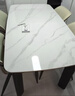 法莎蒂政府补贴岩板伸缩实木餐桌现代简约家用小户型实木圆形大象腿餐桌 单桌+餐椅*4【碳素钢+深灰皮椅】(77-6) 140x130x76cm 实拍图