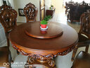 皇家路易斯 欧式实木雕花大理石圆形饭桌带转盘家用小户型别墅餐厅家具餐桌 仿古色（配实木面+转盘） 1.0米/1.2米（单餐桌） 实拍图