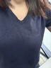 优衣库女装竹节纱V领T恤/短袖棉白T上衣打底内搭春夏新款483576 69 藏青色 M /160/84A 实拍图