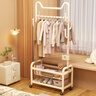 乾奉良品衣架挂衣服落地卧室衣帽架挂衣架立式置物架室内架子家用客厅房间 【奶油白60cm】猫耳朵款 【双层置物网篮+特厚加粗】 实拍图