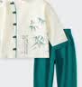 Classic Teddy儿童套装男童汉服中小童衣服裤子两件套国风新中式纯棉 墨绿 130  实拍图