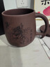 尊壶紫砂杯茶杯大容量办公室泡茶杯功夫茶具紫砂茶杯手工刻绘牡丹水杯 紫泥 实拍图