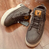 花花公子鞋子男鞋2025新款高帮秋冬季加绒休闲复古厚底增高皮鞋潮马丁靴男 棕色 41 实拍图