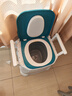 灏琦移动马桶老年人坐便器老人孕妇卧室内马桶便携坐便椅成人用便盆 【柔软坐垫+靠背】-轻奢蓝 实拍图