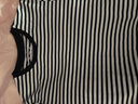 无印良品（MUJI）女式 双罗纹编织 圆领长袖T恤 上衣打底衫女装25年秋季 黑色条纹 M (160/84A) 实拍图