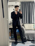 花花公子商务西服套装男西装男式西服正装工作职业装男装结婚新郎伴郎礼服 黑色两扣西服+西裤+衬衫+大礼包 L 实拍图