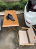 清系便携式露营桌子野餐可折叠克米特椅野营用品装备户外折叠桌蛋卷桌 大号卡其色【树脂扶手】 实拍图