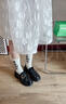 回力厚底乐福鞋女鞋2025新款秋冬加绒英伦黑色小皮鞋法式百搭鞋子 黑色【亮面复古C扣】 37 实拍图