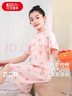 红豆女童睡裙纯棉春夏季薄款家居服儿童短袖套头睡衣A类Q3320粉色140 实拍图