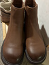 他她Tata显瘦切尔西靴女靴子加绒羊皮短靴秋冬 棕色 37 实拍图