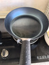 章丘铁锅手工小平底辅食锅煎锅烤肉锅煎蛋锅无涂层物理不粘锅炒锅平底锅 烤蓝铁把 28cm 实拍图