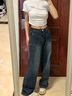 OLDER SEA直筒牛仔裤女大码梨形身材胖mm高腰显瘦遮胯宽松阔腿拖地垂感裤子 蓝色 L 建议105-115斤 实拍图