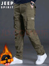 JEEP SPIRIT吉普工装裤男秋冬季直筒休闲裤男士宽松多口袋男裤 军绿 M 实拍图
