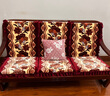 花语缤纷 加厚防滑沙发坐垫 红木实木沙发垫 长椅垫可拆洗带靠背 富贵花-红 50*45*高度60(高密度海绵) 实拍图