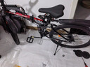 凤凰（Phoenix）折叠山地自行车男女成人学生青少年单车双减震碟刹轻便变速折叠车 黑红辐条轮/显档变速/三套全轴承 24速高配-26寸（身高160-185CM） 实拍图