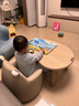 曼龙儿童花生桌Pro宝宝游戏桌可升降可调节豌豆桌学习桌写字台 米黄色 实拍图