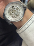 冠琴（GUANQIN）手表男士机械表雕花系列全自动镂空夜光防水商务瑞士品质国潮腕表 钢带银色白面 实拍图