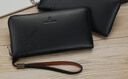 稻草人商务男士手包长款大容量手拿包多功能手抓包老板信封包拉链夹包 黑色款-B款（手绳五金优化款） 实拍图