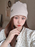 爱宝适月子帽秋冬产后孕妇出院双层防风产妇帽睡眠帽堆堆帽米色 M482 实拍图