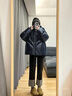 爱美斯（AIMISS）冬季新款潮流鸭绒羽绒服短款休闲纯色保暖外套简约时尚高级感女 银砂黑 S 实拍图