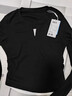 森马（Semir）【甜心女高】长袖t恤女短款紧身蕾丝花边上衣24新款甜美印花外穿 黑色90001 XL 实拍图