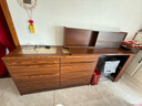 欧吉森实木生态板梳妆台卧室落地电脑桌书桌斗柜妆台一体转角移动化妆桌 胡桃色桌+胡桃色斗柜 1.2桌+1.2斗柜云朵镜+立柜(8斗) 实拍图