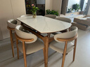 采薇 岩板实木餐桌家用餐桌椅现代简约小户型伸缩饭桌方变圆餐桌 1.35米猫耳朵餐桌+6椅 实拍图
