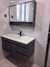 恋派浴室柜 陶瓷一体盆卫生间洗脸盆柜组合悬挂式洗漱台智能洗手盆柜 智能镜箱】珠光灰+陶瓷盆 90cm 实拍图