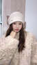 CACUSS纯羊毛帽子女秋冬保暖毛线帽女士针织帽户外包头帽堆堆帽 米色 实拍图